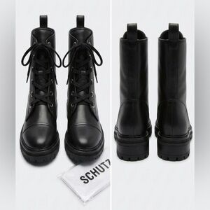 SCHUTZ Black Combat Boots for Women